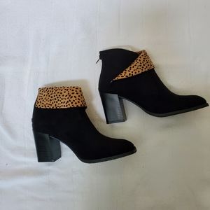 Dressy square toe cheetah print booties
